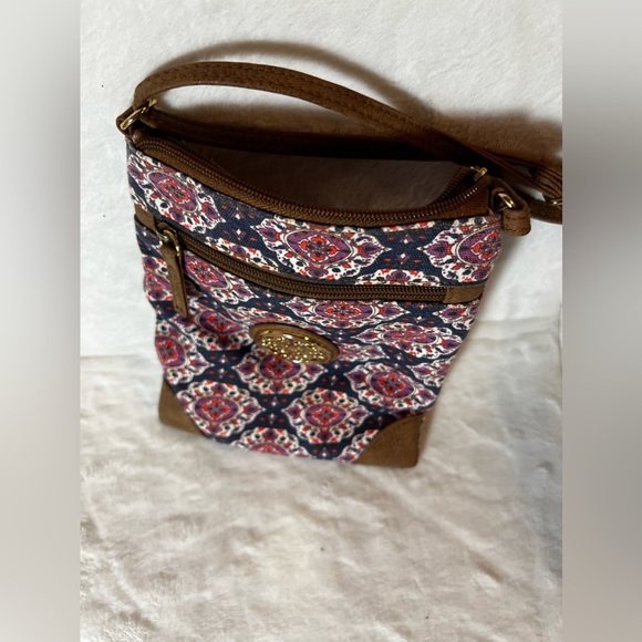 bag Crossbody Bag Womens Small Brown Blue Leather Bohemian 8x8 Purse Handbag - Picture 9 of 16